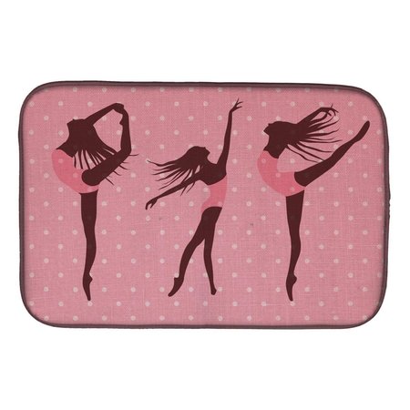 CAROLINES TREASURES Dancers Linen Pink Polkadots Dish Drying Mat BB5378DDM